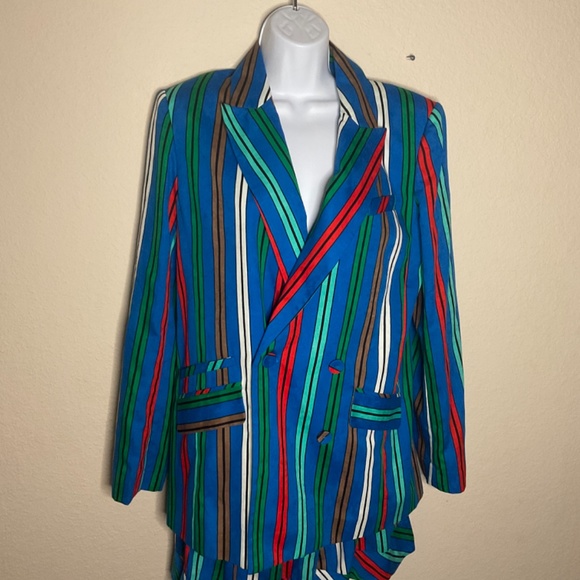 DIANE VON FURSTENBERG Double-breasted striped cotton and linen-blend blazer - Picture 2 of 5